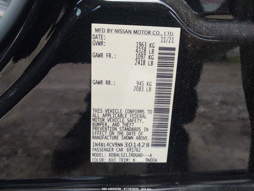 1N4BL4CV9NN301428 2022 NISSAN ALTIMA photo no. 9