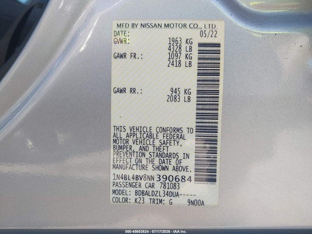 1N4BL4BV8NN390684 2022 NISSAN ALTIMA photo no. 9