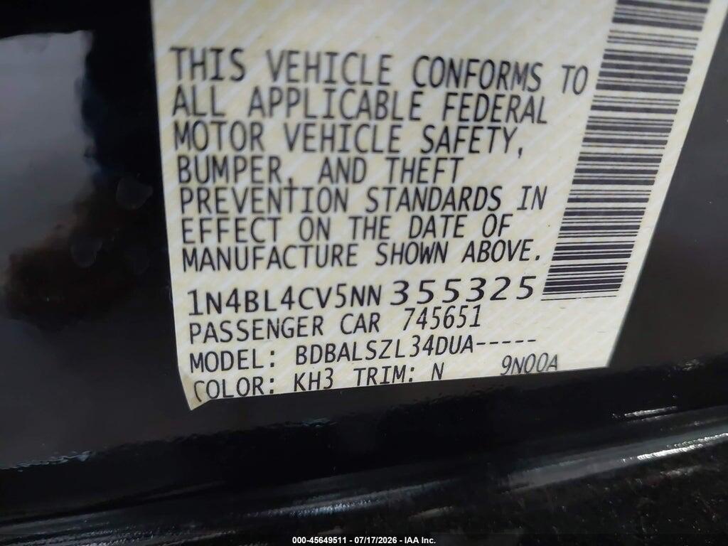 1N4BL4CV5NN355325 2022 NISSAN ALTIMA photo no. 9