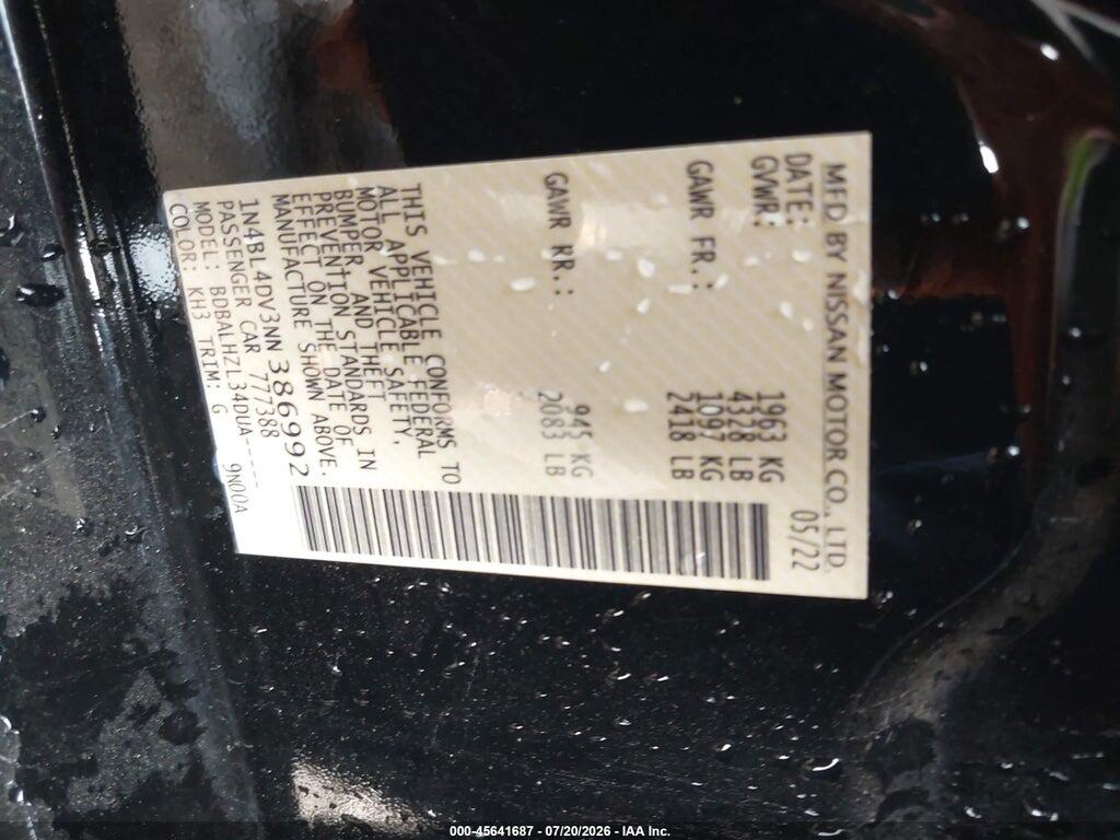 1N4BL4DV3NN386992 2022 NISSAN ALTIMA photo no. 9