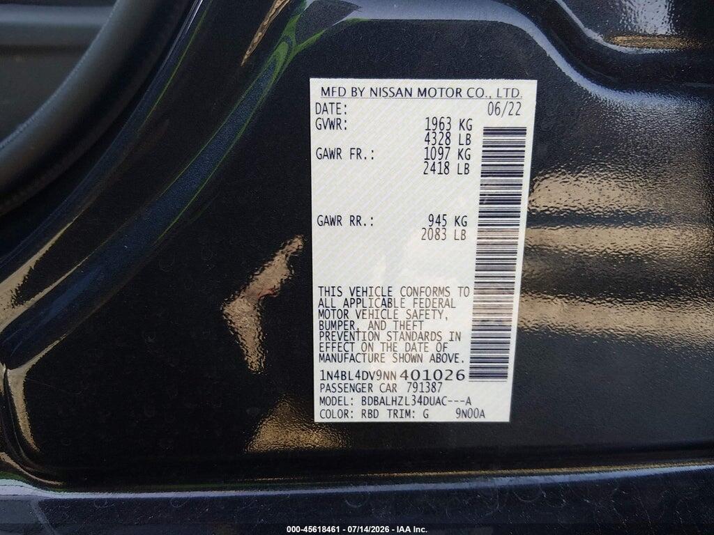 1N4BL4DV9NN401026 2022 NISSAN ALTIMA photo no. 9