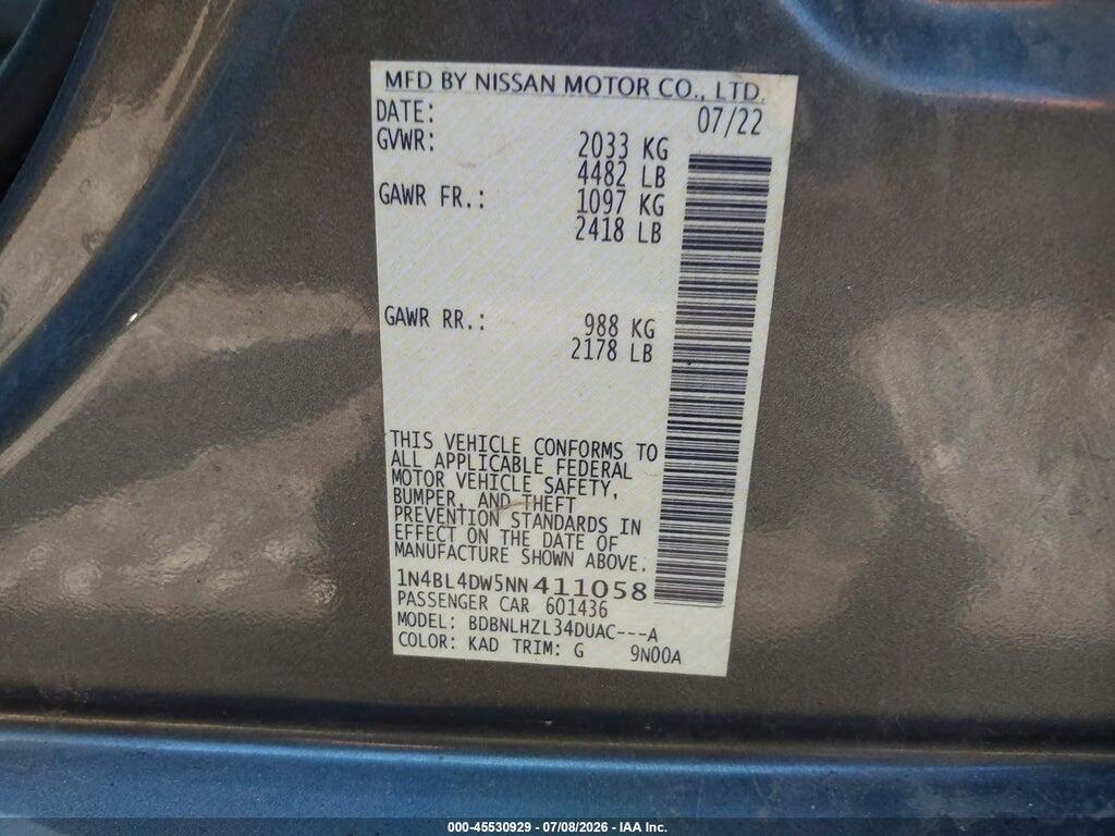 1N4BL4DW5NN411058 2022 NISSAN ALTIMA photo no. 9