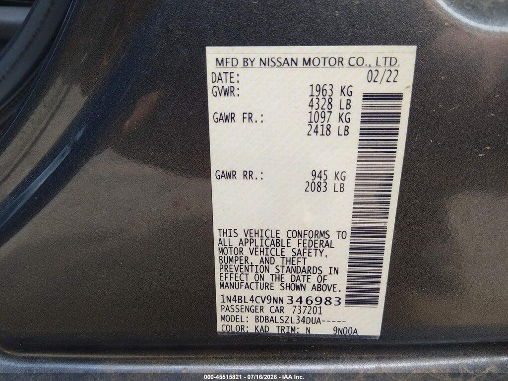 1N4BL4CV9NN346983 2022 NISSAN ALTIMA photo no. 9