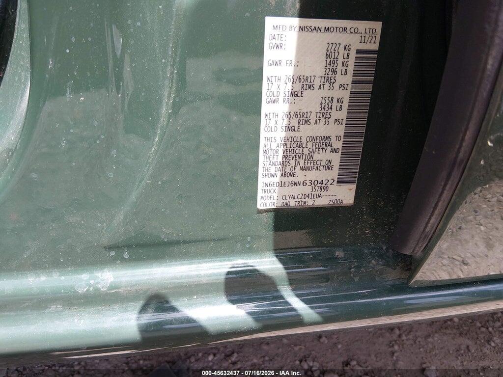 1N6ED1EJ6NN630422 2022 NISSAN FRONTIER photo no. 9