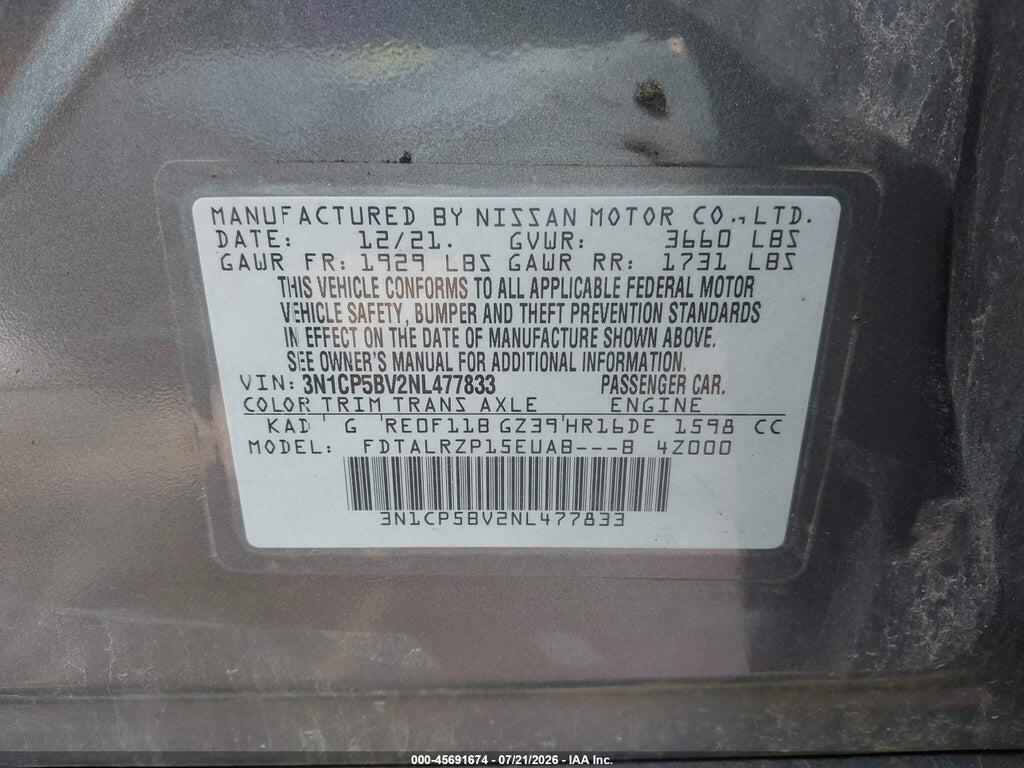 3N1CP5BV2NL477833 2022 NISSAN KICKS photo no. 9