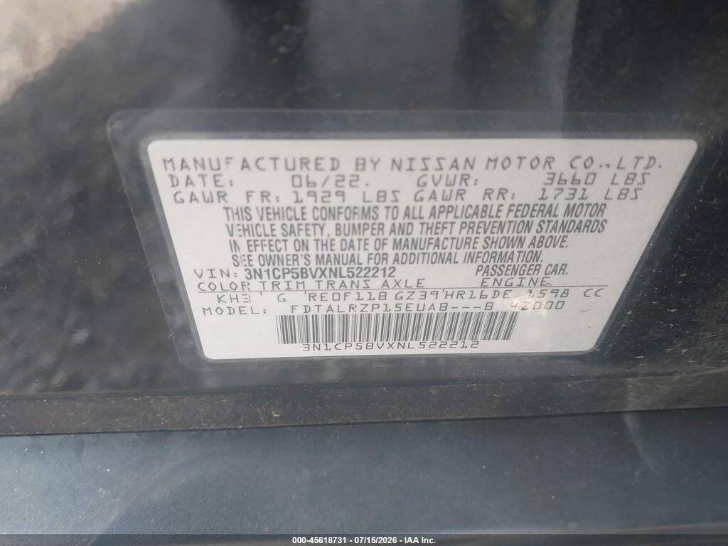 3N1CP5BVXNL522212 2022 NISSAN KICKS photo no. 9