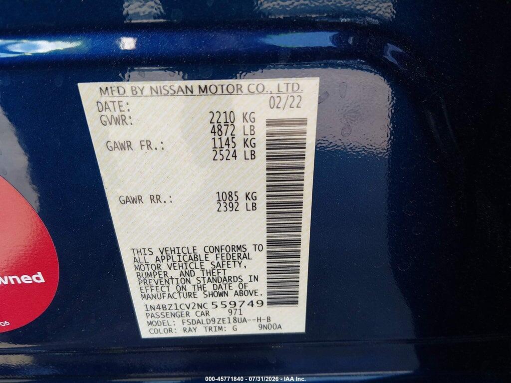 1N4BZ1CV2NC559749 2022 NISSAN LEAF photo no. 9