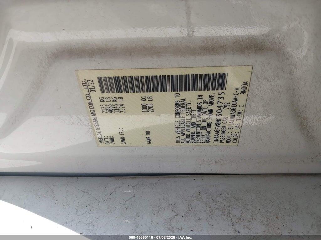 1N4AA6FV8NC504735 2022 NISSAN MAXIMA photo no. 9