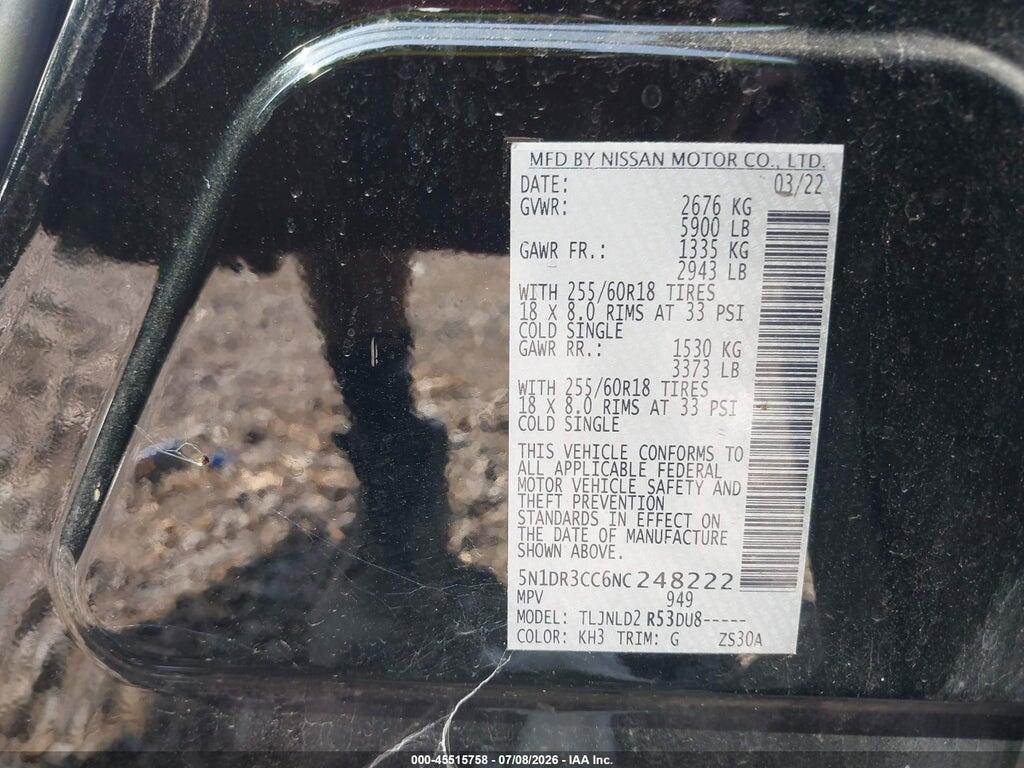 5N1DR3CC6NC248222 2022 NISSAN PATHFINDER photo no. 9