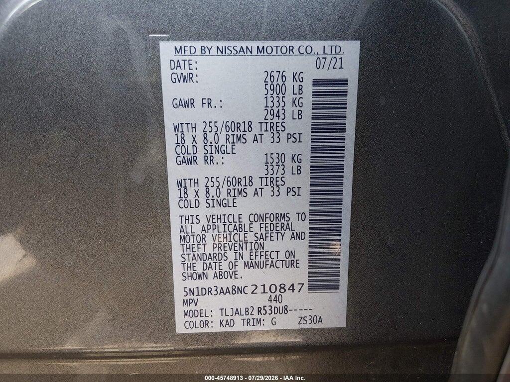 5N1DR3AA8NC210847 2022 NISSAN PATHFINDER photo no. 9