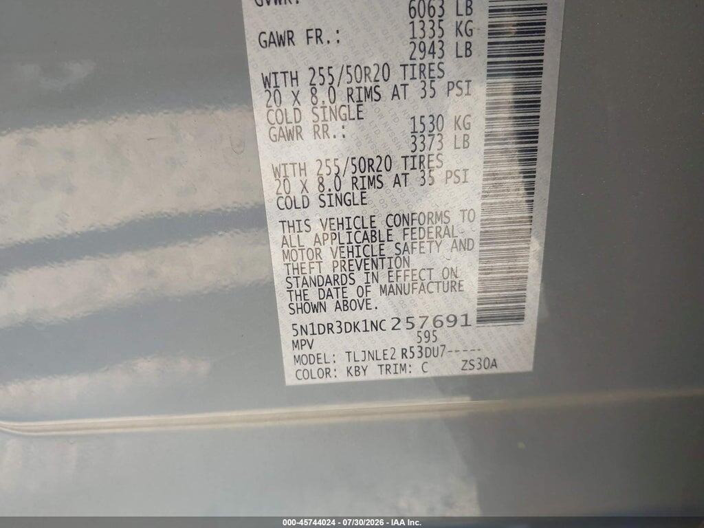 5N1DR3DK1NC257691 2022 NISSAN PATHFINDER photo no. 9