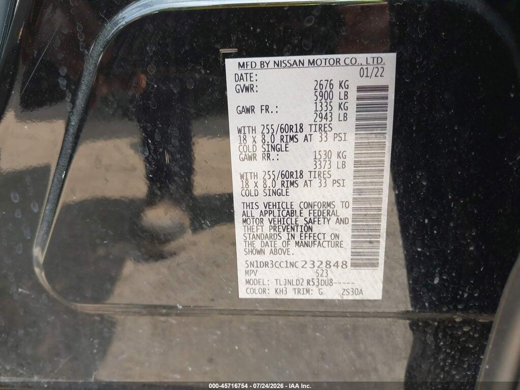 5N1DR3CC1NC232848 2022 NISSAN PATHFINDER photo no. 9