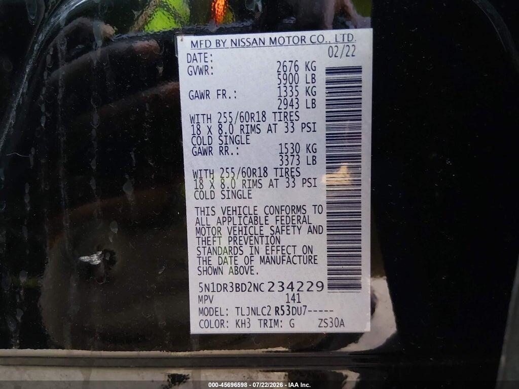 5N1DR3BD2NC234229 2022 NISSAN PATHFINDER photo no. 9