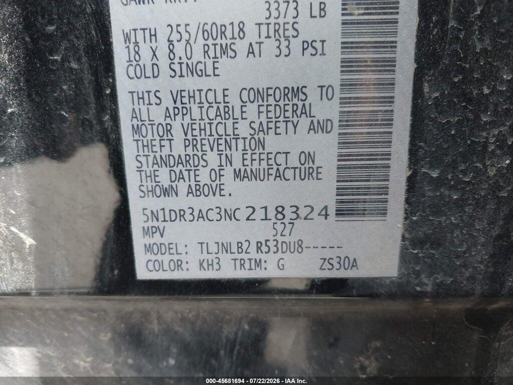 5N1DR3AC3NC218324 2022 NISSAN PATHFINDER photo no. 9
