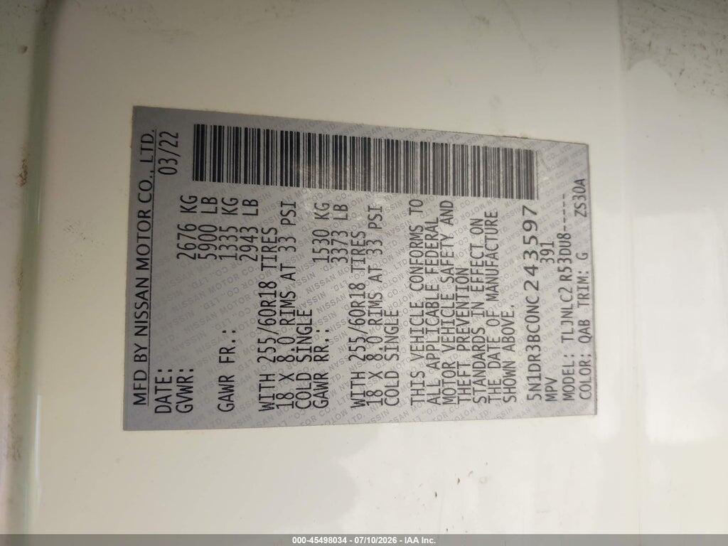 5N1DR3BC0NC243597 2022 NISSAN PATHFINDER photo no. 9