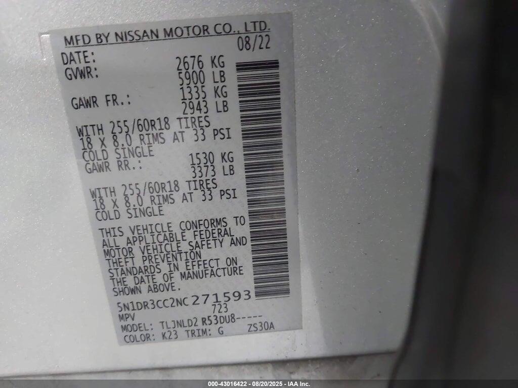 5N1DR3CC2NC271593 2022 NISSAN PATHFINDER photo no. 9