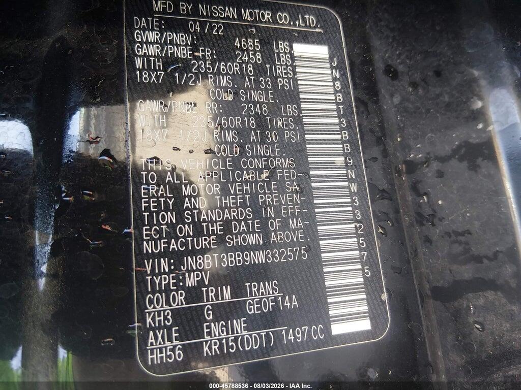 JN8BT3BB9NW332575 2022 NISSAN ROGUE photo no. 9