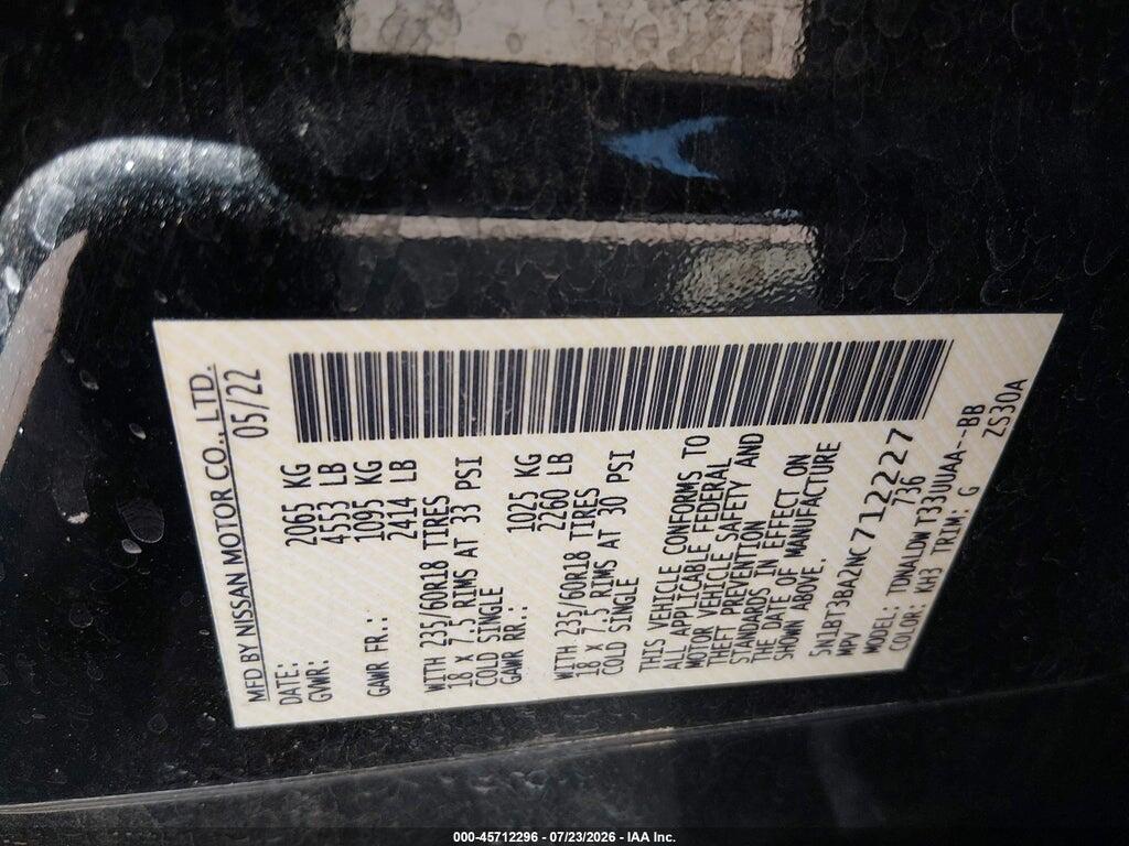 5N1BT3BA2NC712227 2022 NISSAN ROGUE photo no. 9