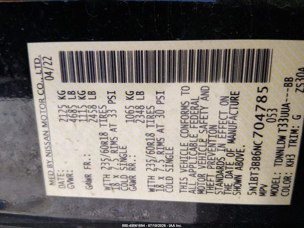 5N1BT3BB6NC704785 2022 NISSAN ROGUE photo no. 9