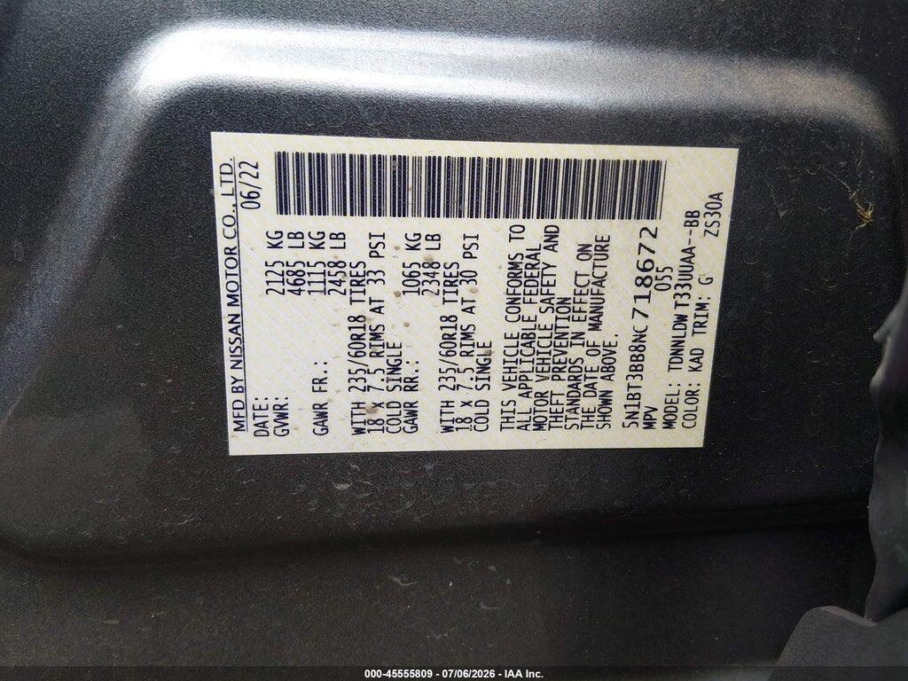 5N1BT3BB8NC718672 2022 NISSAN ROGUE photo no. 9