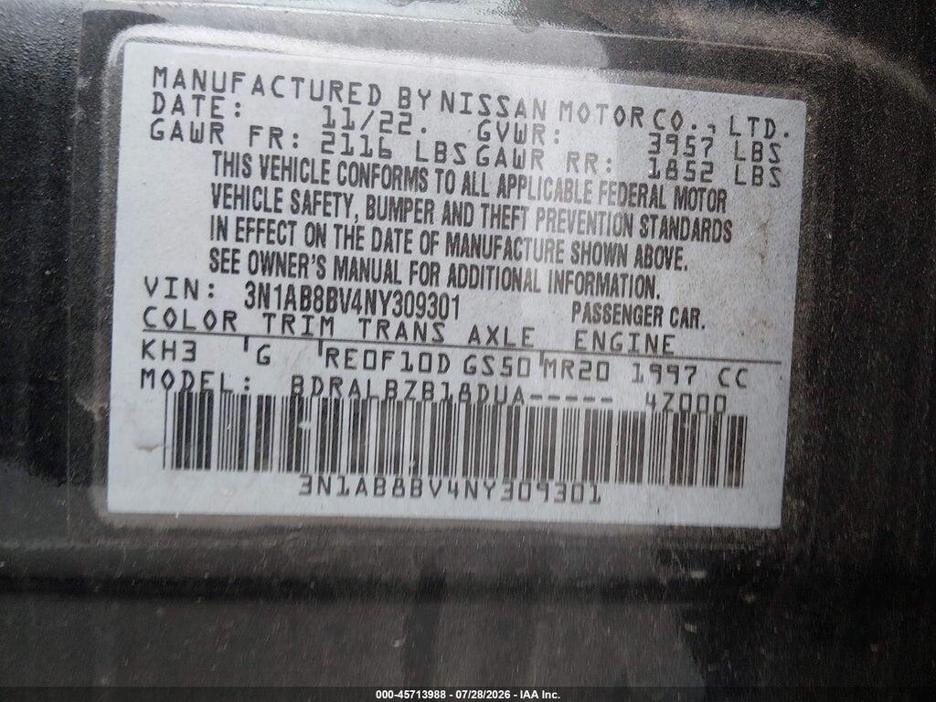 3N1AB8BV4NY309301 2022 NISSAN SENTRA photo no. 9