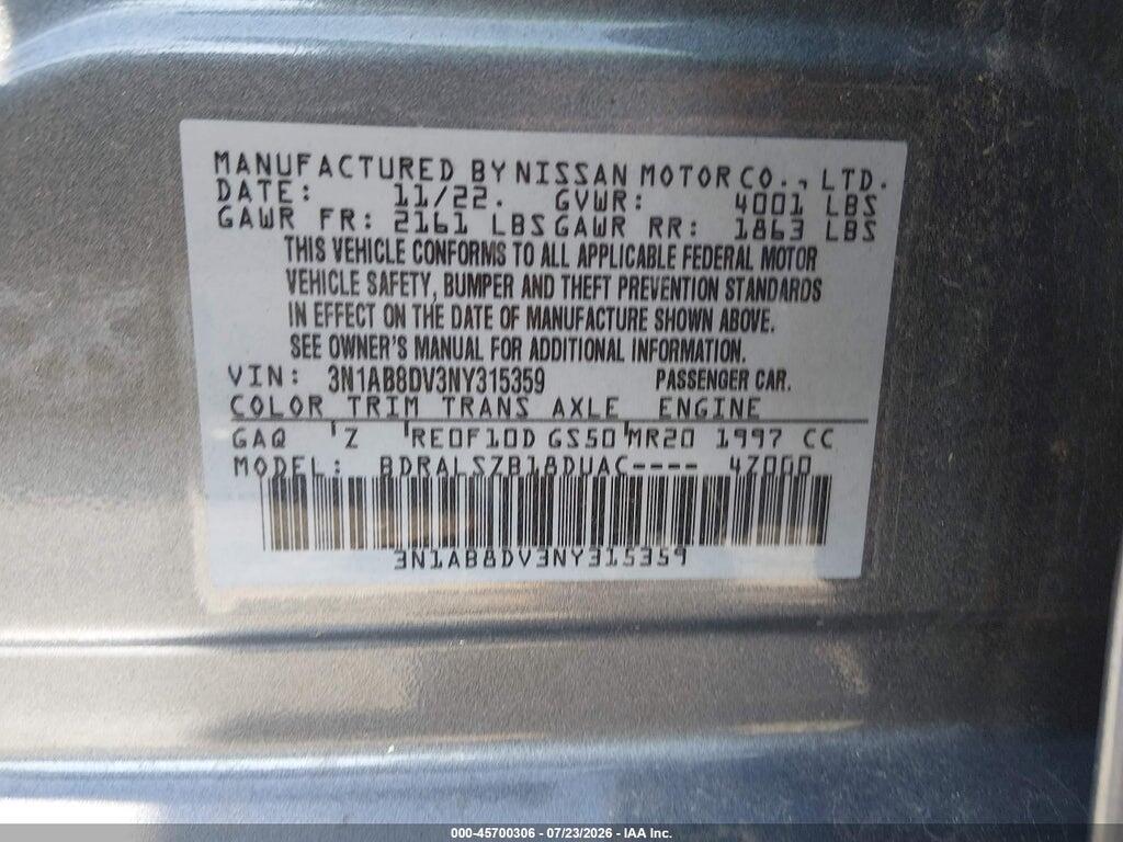 3N1AB8DV3NY315359 2022 NISSAN SENTRA photo no. 9