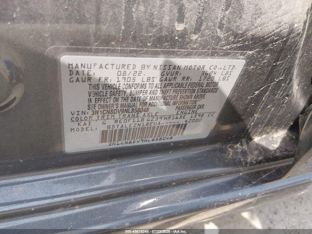 3N1CN8DV9NL858048 2022 NISSAN VERSA photo no. 9