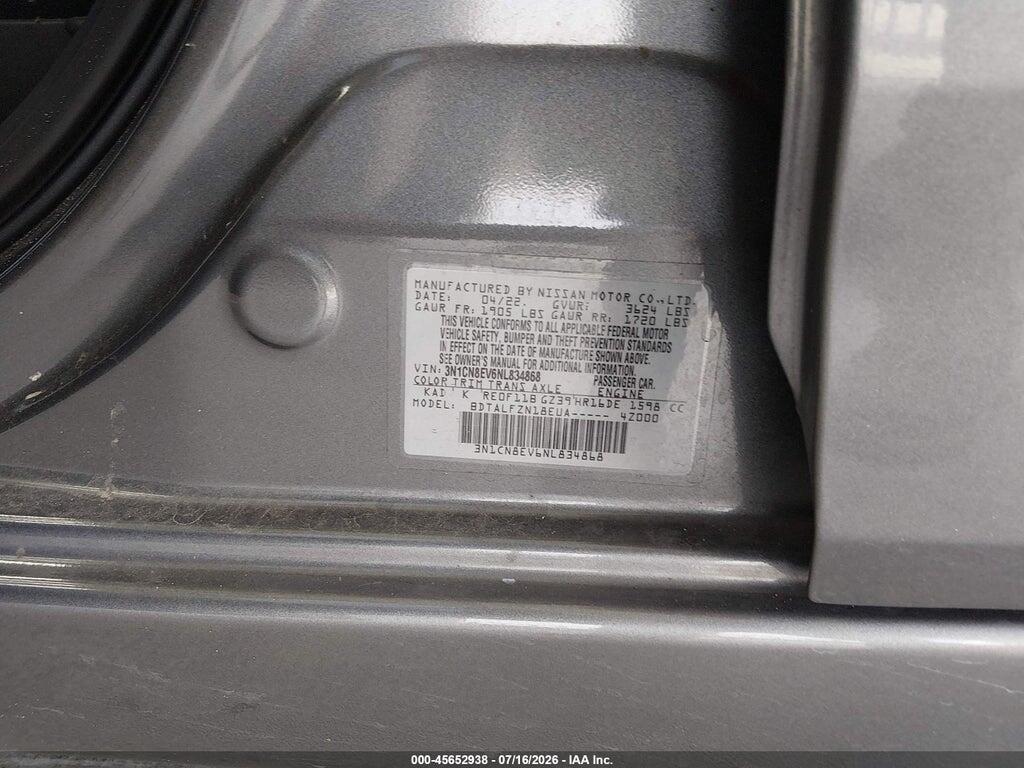 3N1CN8EV6NL834868 2022 NISSAN VERSA photo no. 9
