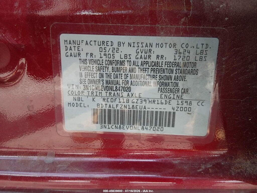3N1CN8EV0NL847020 2022 NISSAN VERSA photo no. 9