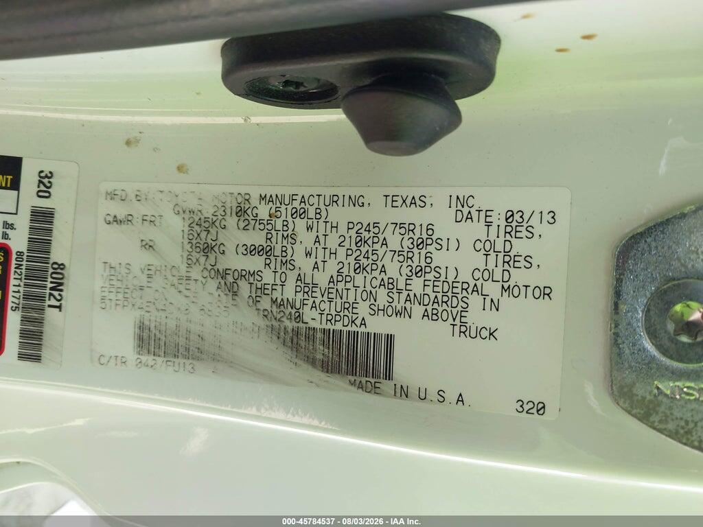 5TFPX4EN4DX016835 2013 TOYOTA TACOMA photo no. 9