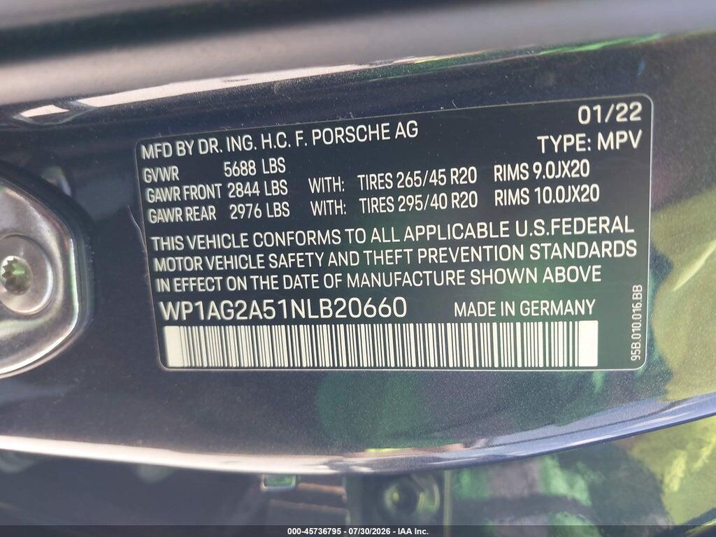WP1AG2A51NLB20660 2022 PORSCHE MACAN photo no. 9