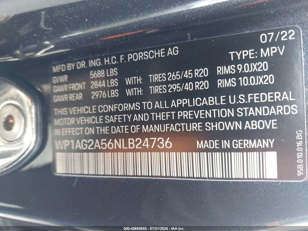 WP1AG2A56NLB24736 2022 PORSCHE MACAN photo no. 9