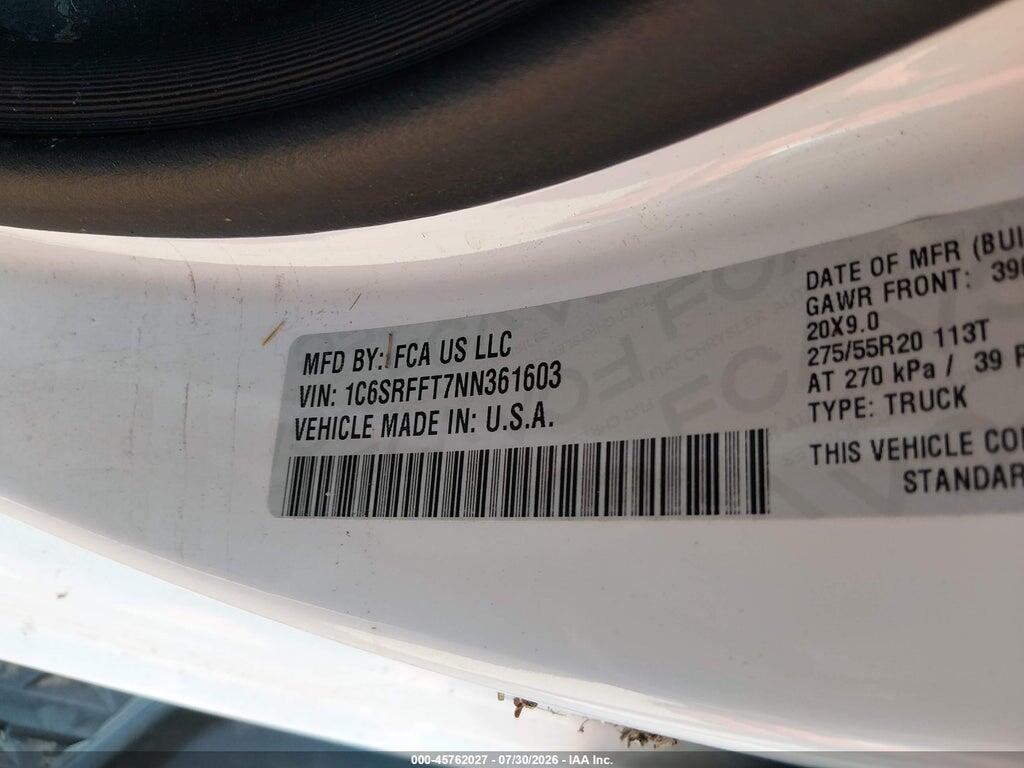 1C6SRFFT7NN361603 2022 RAM 1500 photo no. 9