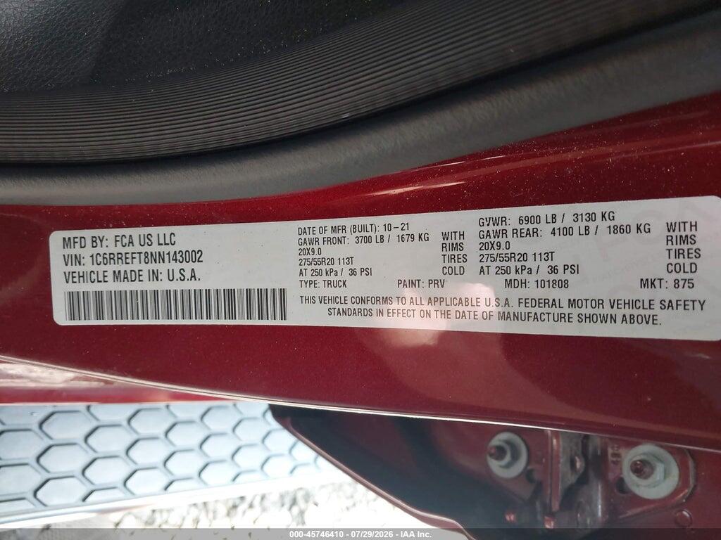 1C6RREFT8NN143002 2022 RAM 1500 photo no. 9