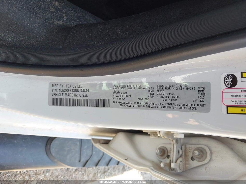 1C6SRFBT3NN174879 2022 RAM 1500 photo no. 9