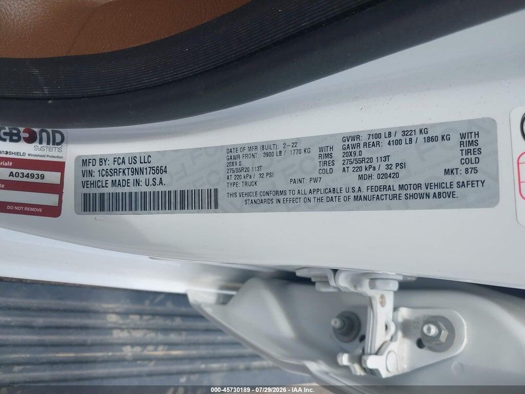 1C6SRFKT9NN175664 2022 RAM 1500 photo no. 9