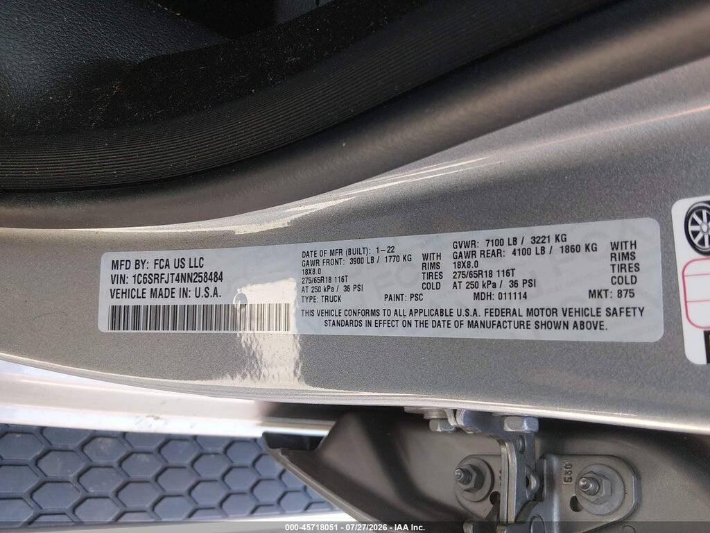 1C6SRFJT4NN258484 2022 RAM 1500 photo no. 9