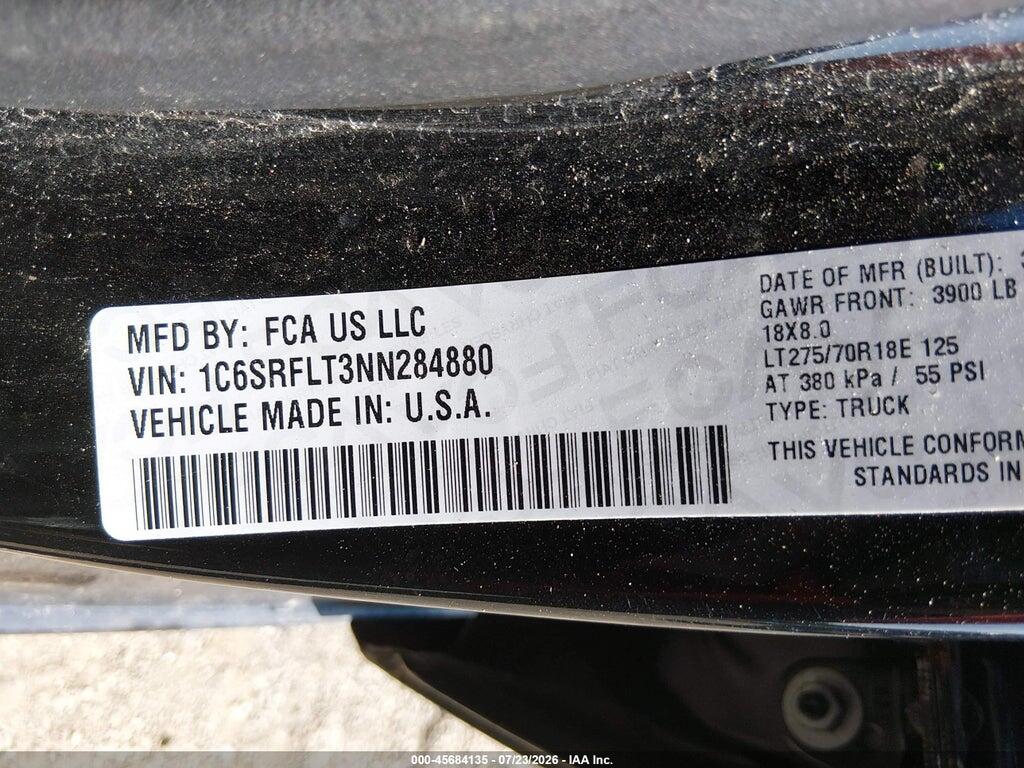 1C6SRFLT3NN284880 2022 RAM 1500 photo no. 9