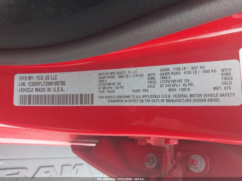 1C6SRFLT2NN100786 2022 RAM 1500 photo no. 9