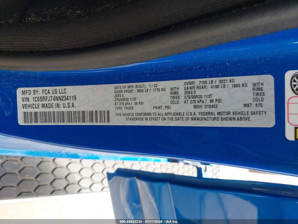 1C6SRFJT4NN234119 2022 RAM 1500 photo no. 9