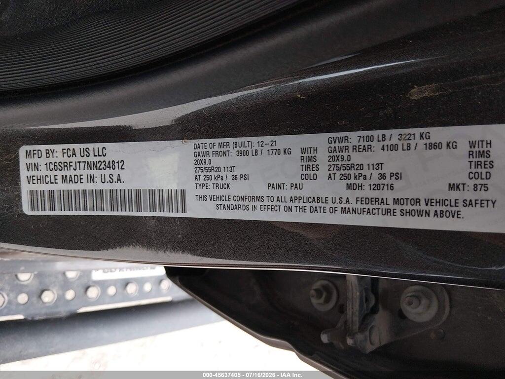 1C6SRFJT7NN234812 2022 RAM 1500 photo no. 9