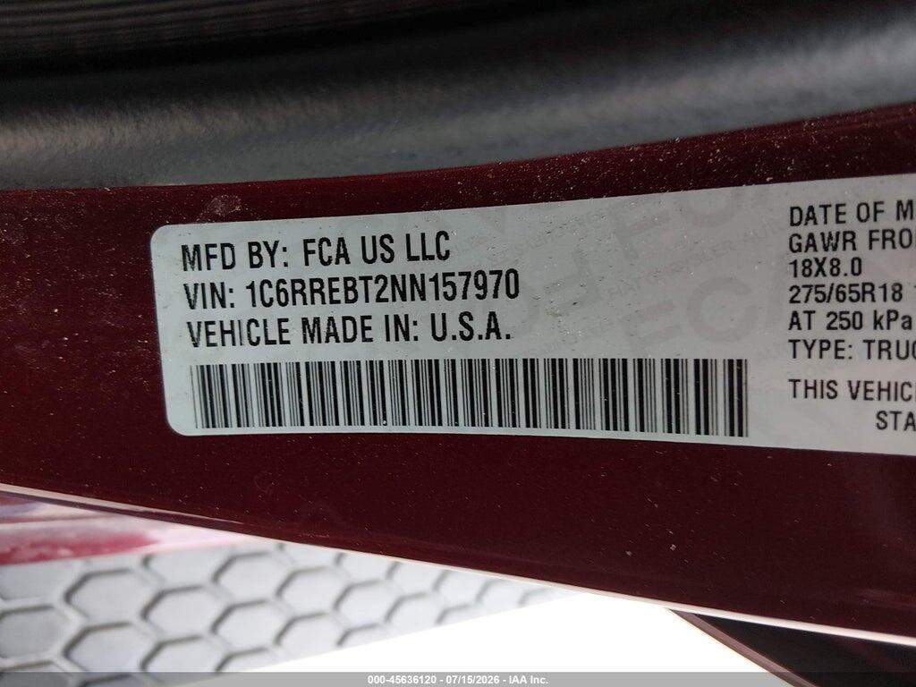 1C6RREBT2NN157970 2022 RAM 1500 photo no. 9