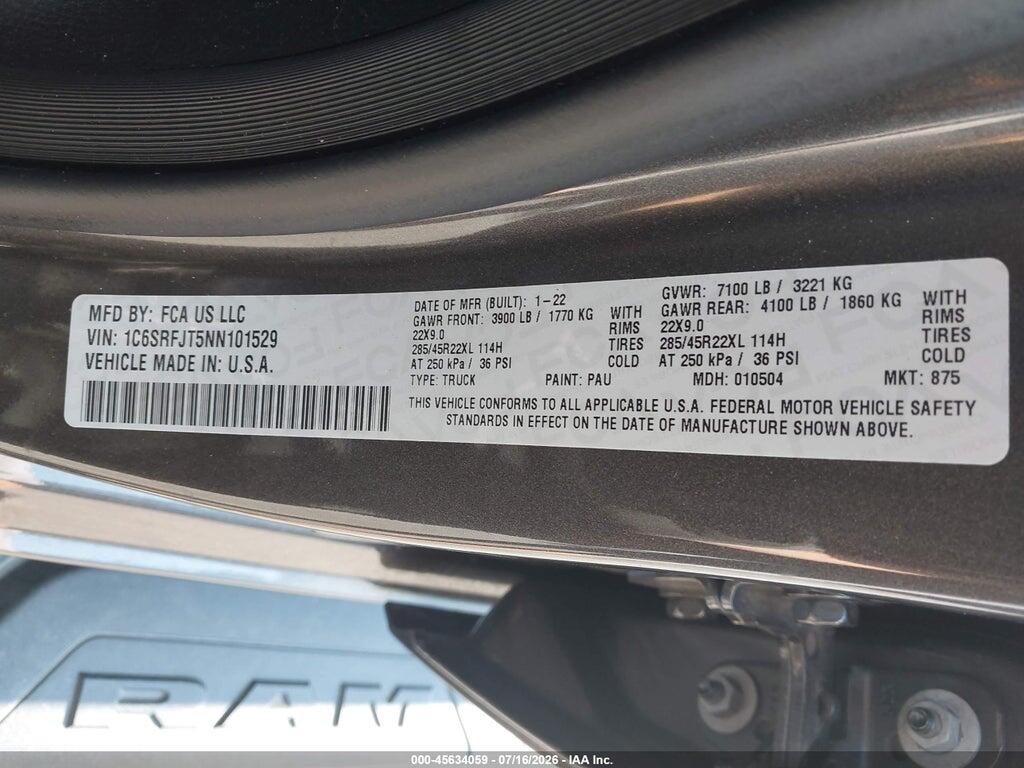 1C6SRFJT5NN101529 2022 RAM 1500 photo no. 9