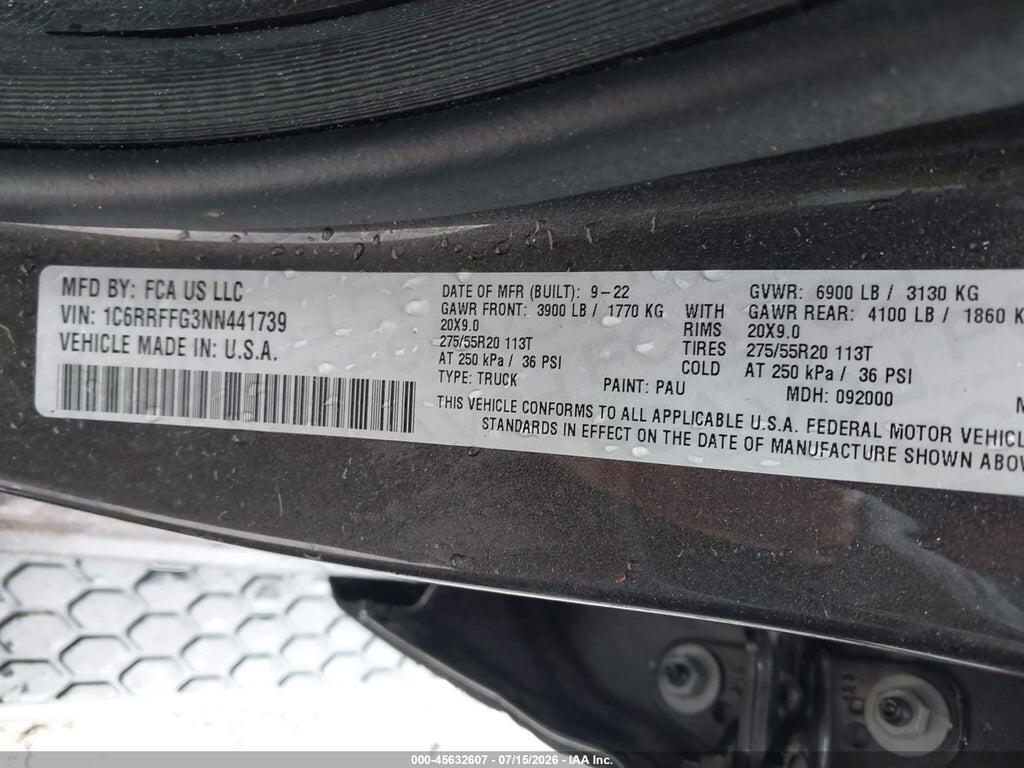 1C6RRFFG3NN441739 2022 RAM 1500 photo no. 9