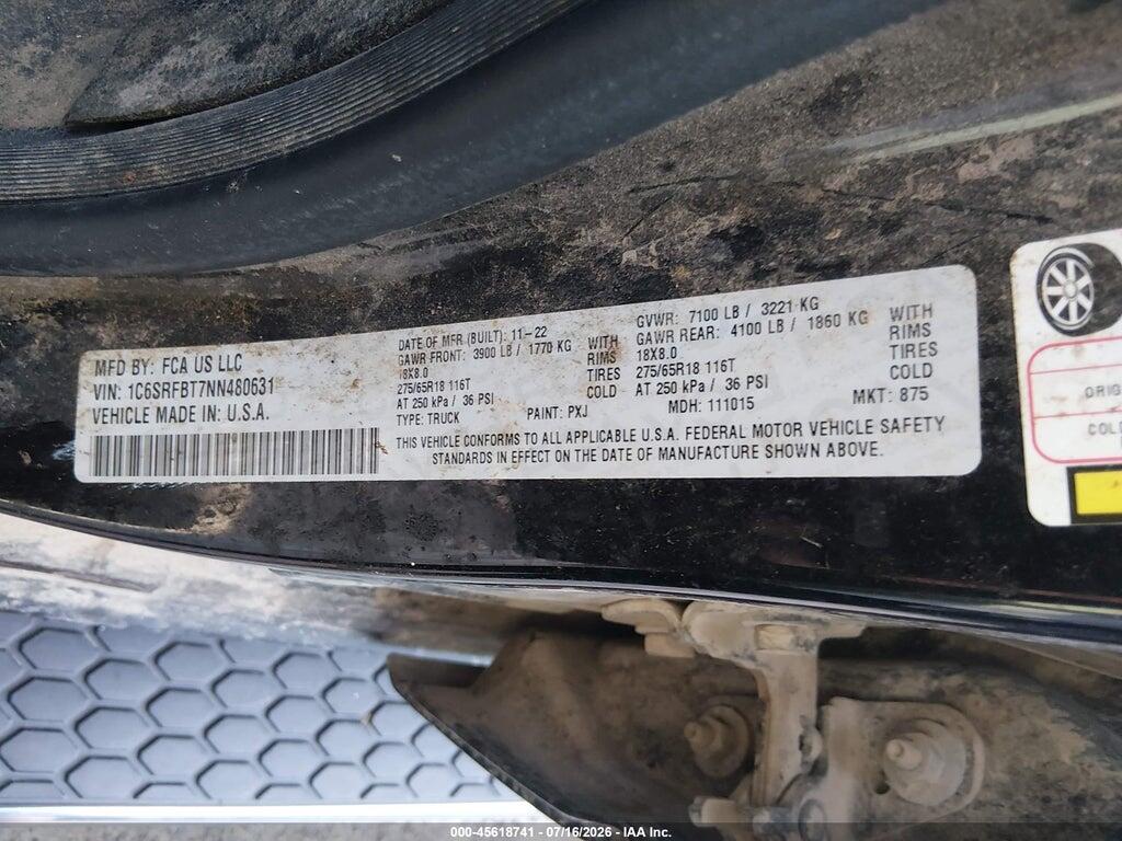 1C6SRFBT7NN480631 2022 RAM 1500 photo no. 9