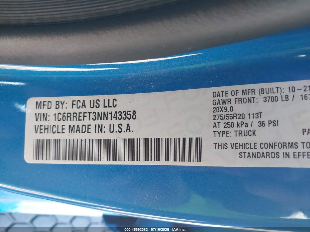 1C6RREFT3NN143358 2022 RAM 1500 photo no. 9