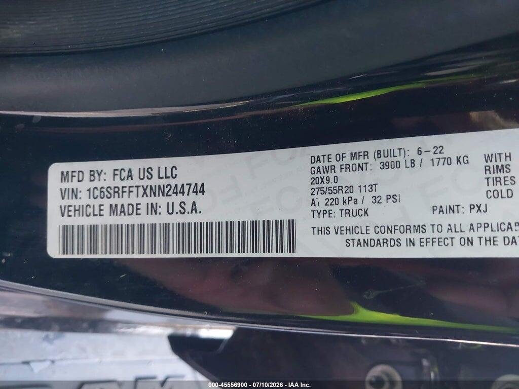 1C6SRFFTXNN244744 2022 RAM 1500 photo no. 9