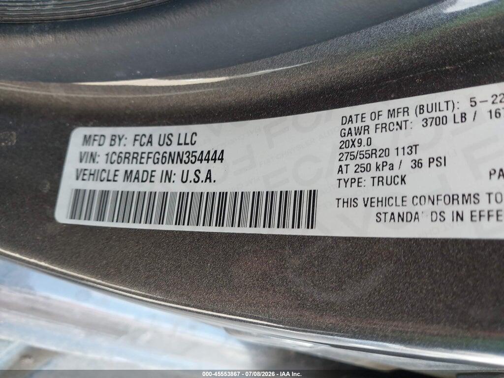 1C6RREFG6NN354444 2022 RAM 1500 photo no. 9