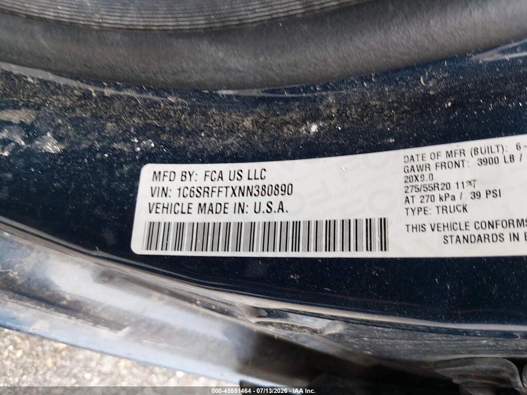 1C6SRFFTXNN380890 2022 RAM 1500 photo no. 9