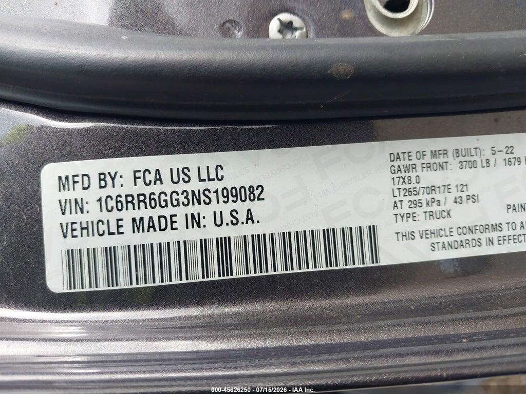1C6RR6GG3NS199082 2022 RAM 1500 CLASSIC photo no. 9